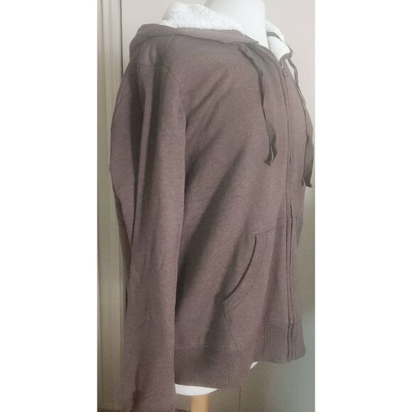 034 Faded Glory NWT brown hoodie with cream sherpa lining - Picture 5 of 8
